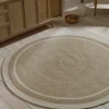 Agna Round Border Rug - Natural