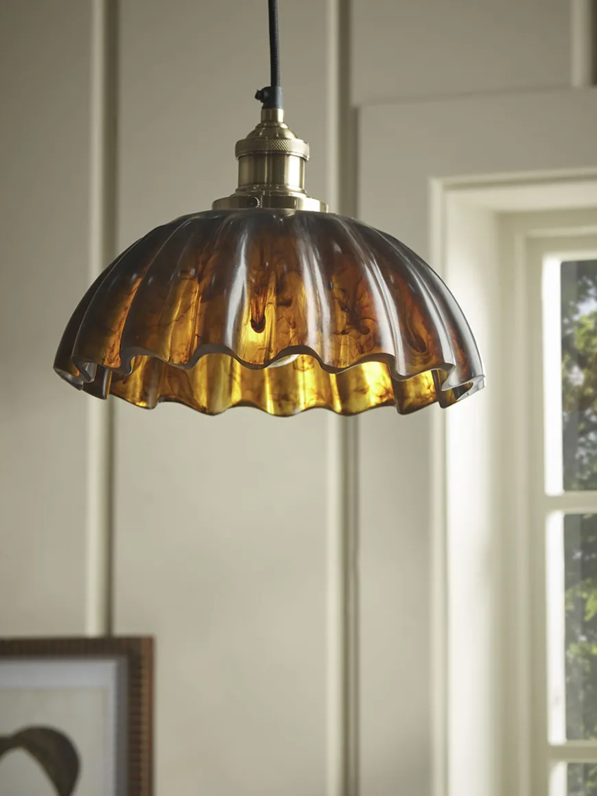Amber Scalloped Pendant