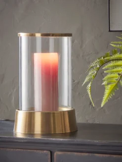 Antique Brass & Glass Candle Holder