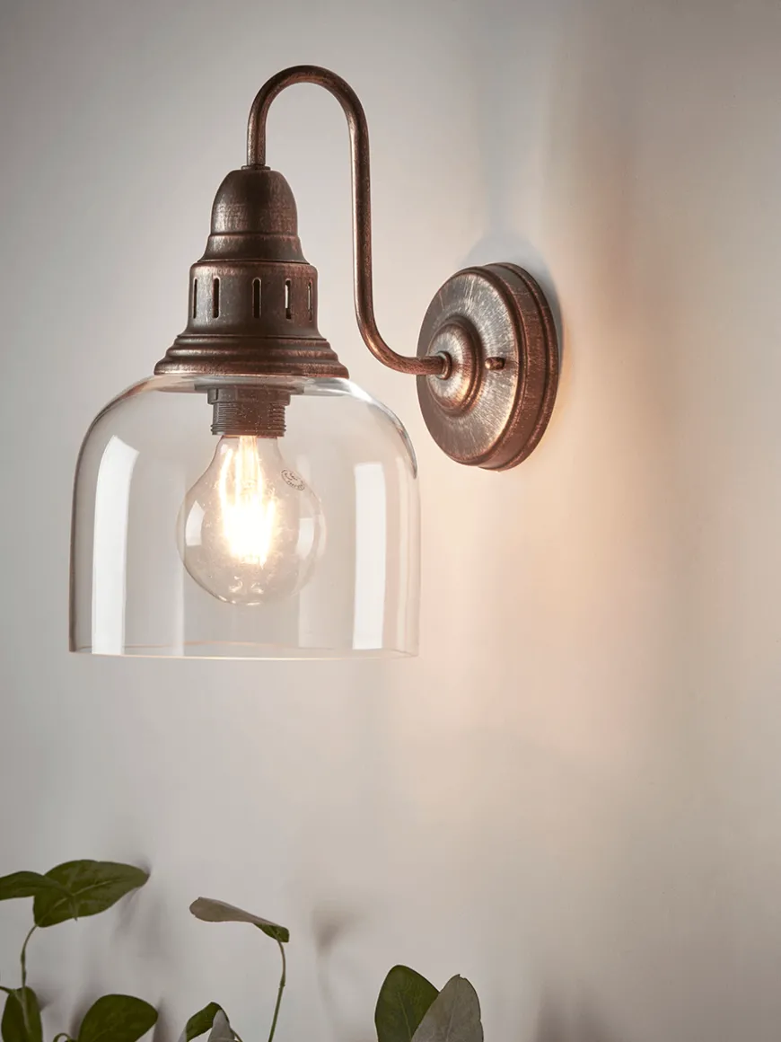 Antique Copper & Glass Wall Light