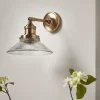 Antique Fluted Glass Wall Light - Brass