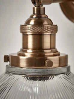Antique Fluted Glass Wall Light - Brass