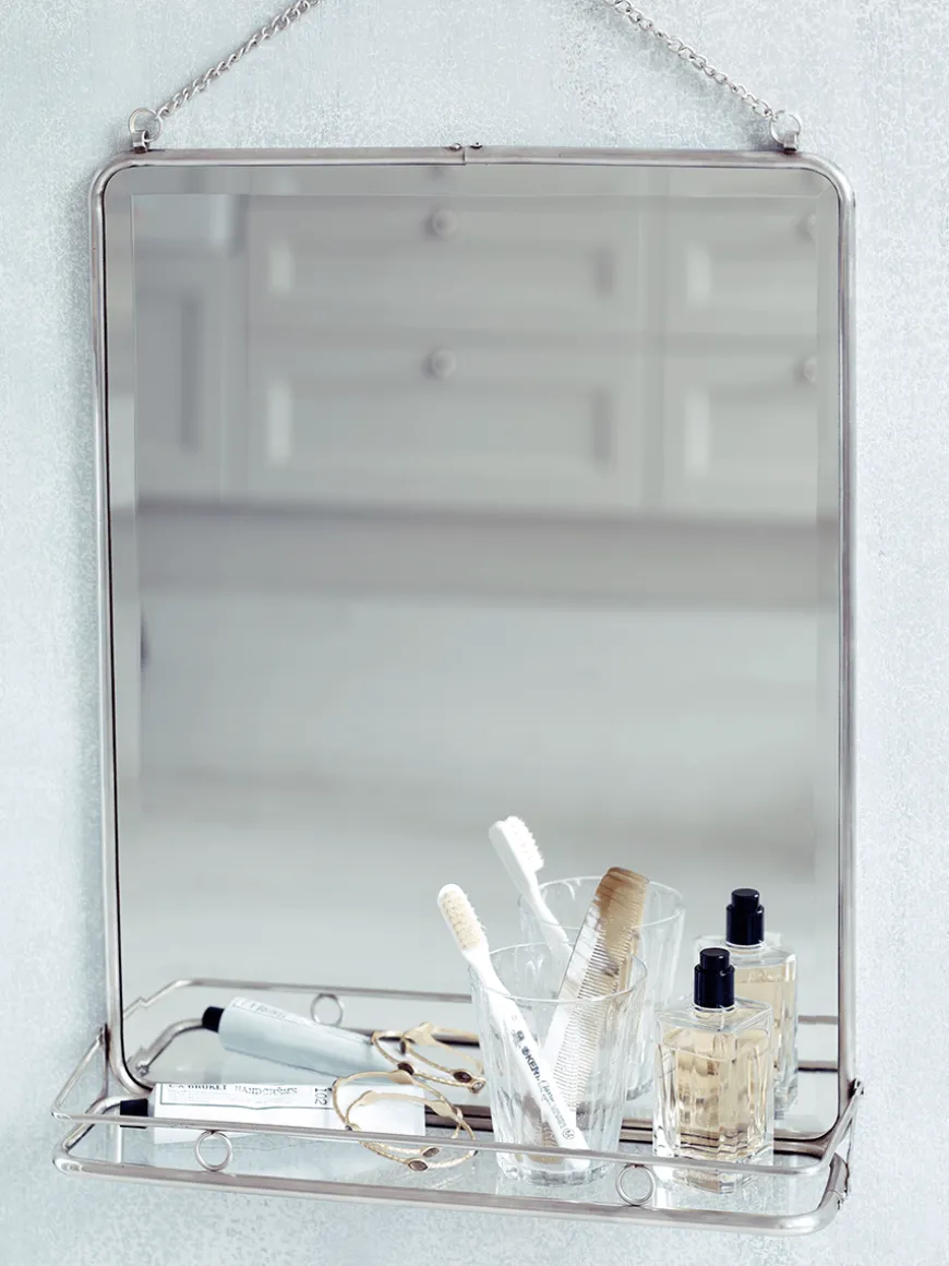 Antique Silver French Folding Mirror - Large