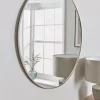 Antique Silver Slim Frame Round Mirror