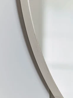 Antique Silver Slim Frame Round Mirror