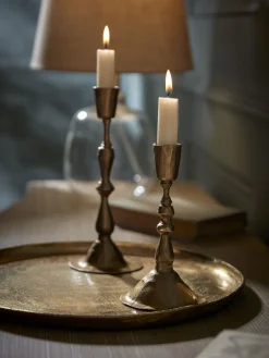 Antiqued Effect Dinner Candle Holder - Small