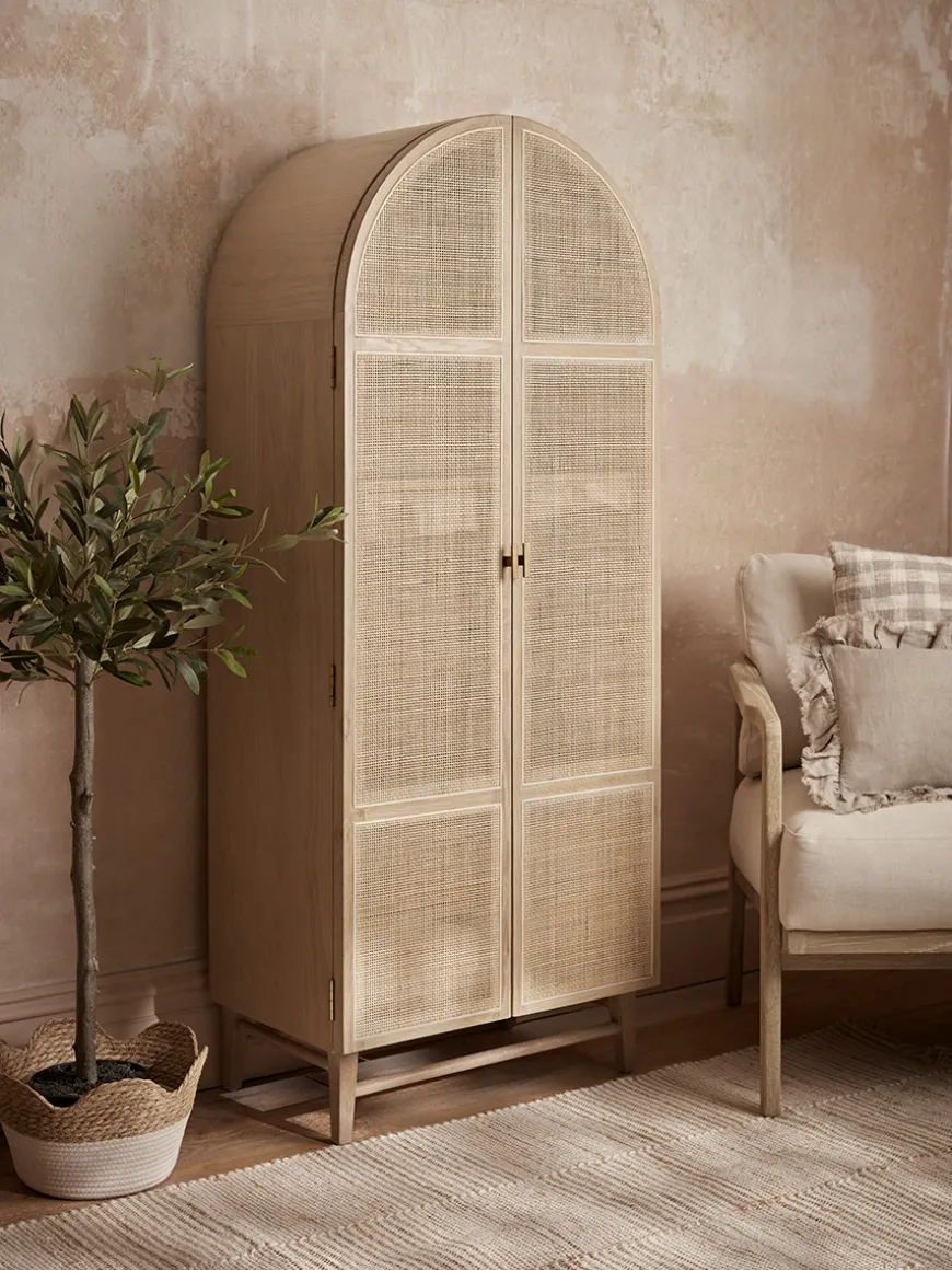 Arched Wicker Display Cabinet