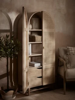 Arched Wicker Display Cabinet