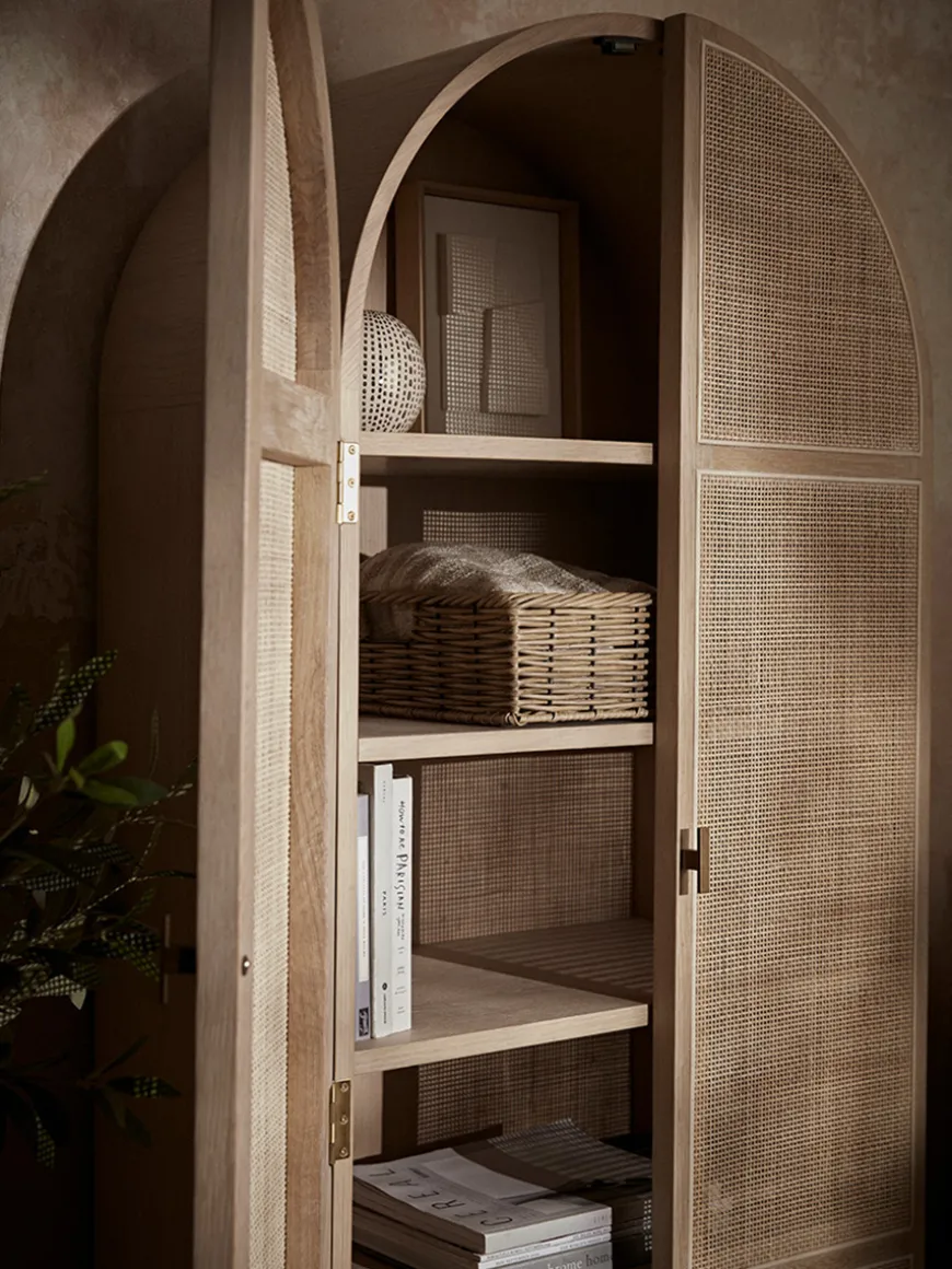 Arched Wicker Display Cabinet