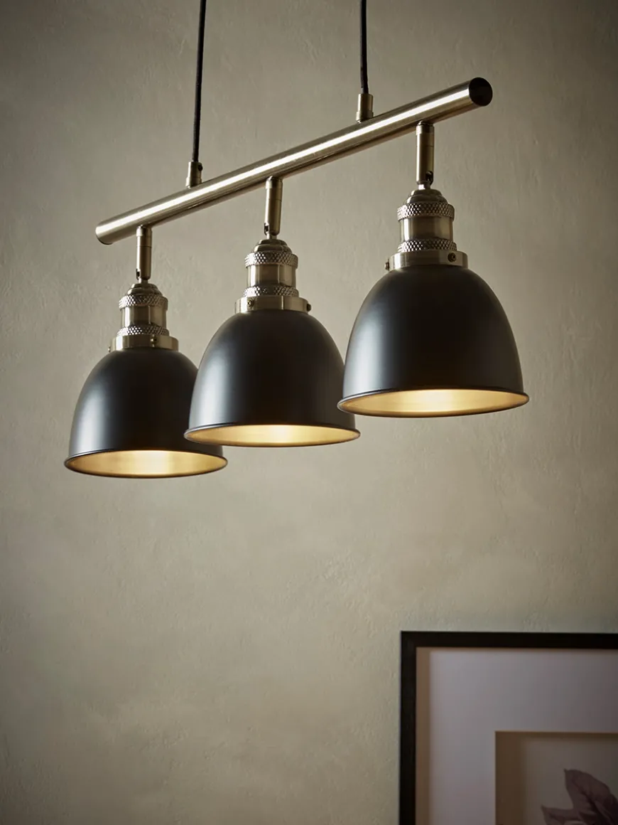 Black & Brass Dome Triple Pendant