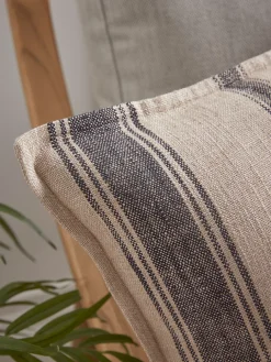 Black & Natural Striped Cushion Cover - Square