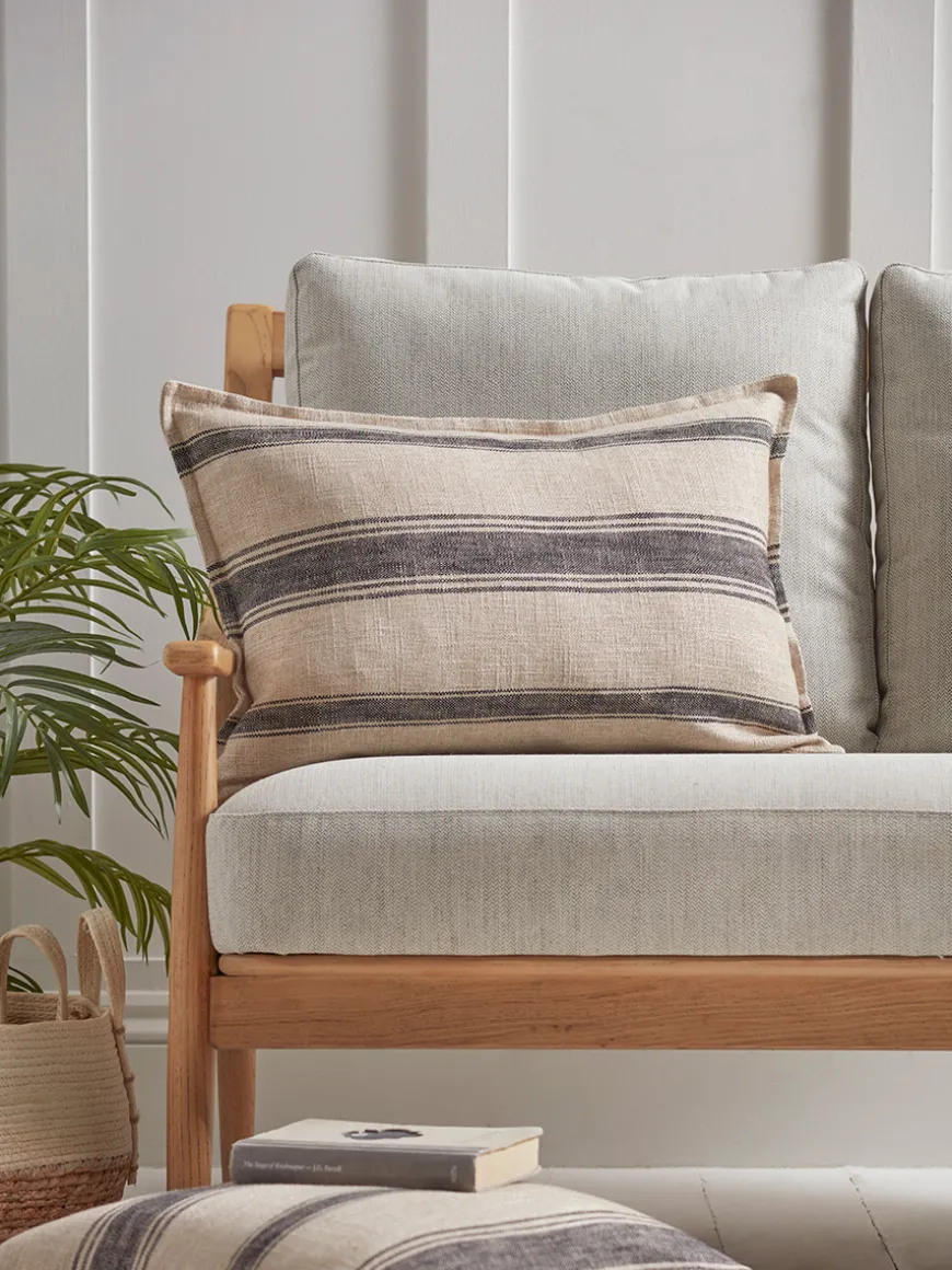 Black & Natural Striped Cushion Cover - Rectangle