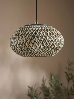 Black & Natural Woven Pendant - Small