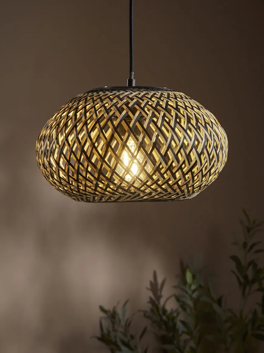 Black & Natural Woven Pendant - Small