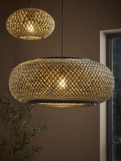 Black & Natural Woven Pendant - Small
