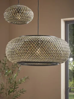 Black & Natural Woven Pendant - Small