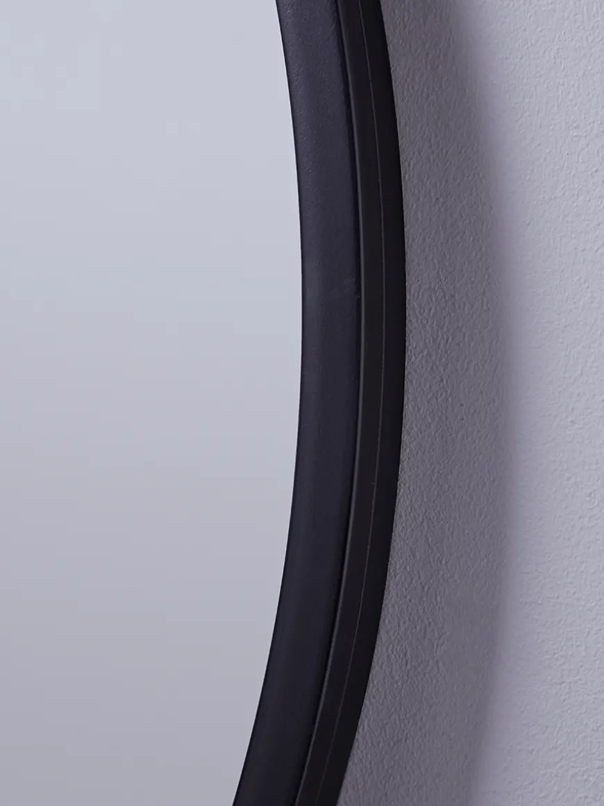 Black Bevelled Round Mirror - Large