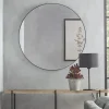 Black Slim Frame Round Mirror - Large