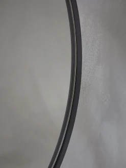 Black Slim Frame Round Mirror - Large