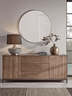 Black Slim Frame Round Mirror - Extra Large