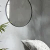 Black Slim Frame Round Mirror - Medium