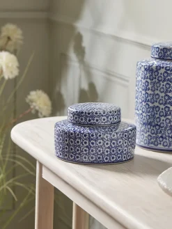 Blue & White Floral Storage Pot