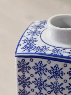 Blue & White Geometric Storage Pot