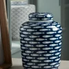 Blue Fish Ginger Jar