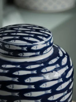 Blue Fish Ginger Jar