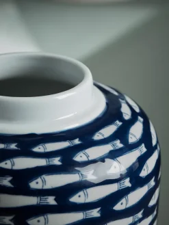 Blue Fish Ginger Jar