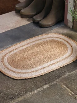 Braided Jute Oval Doormat - Border