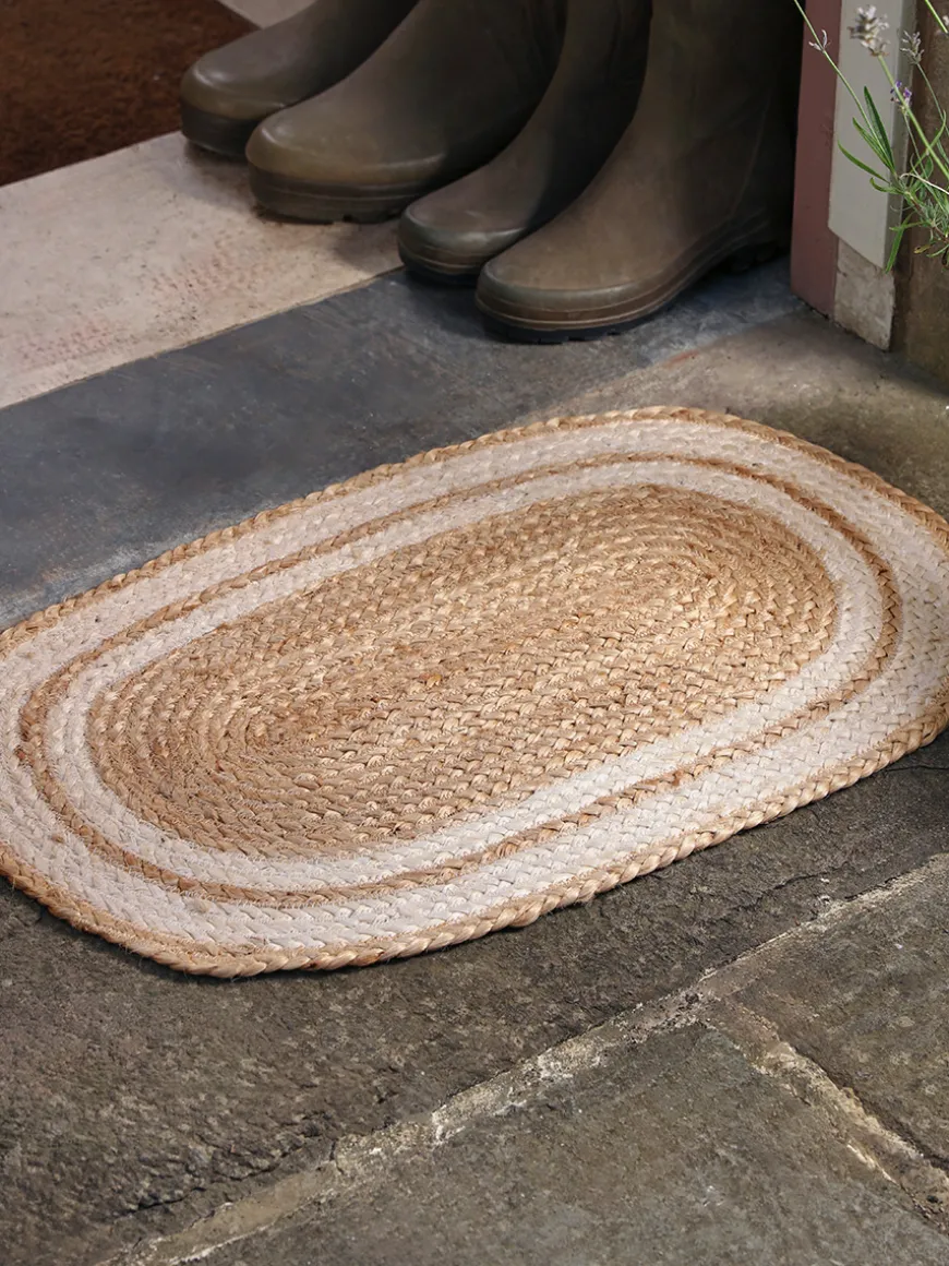 Braided Jute Oval Doormat - Border