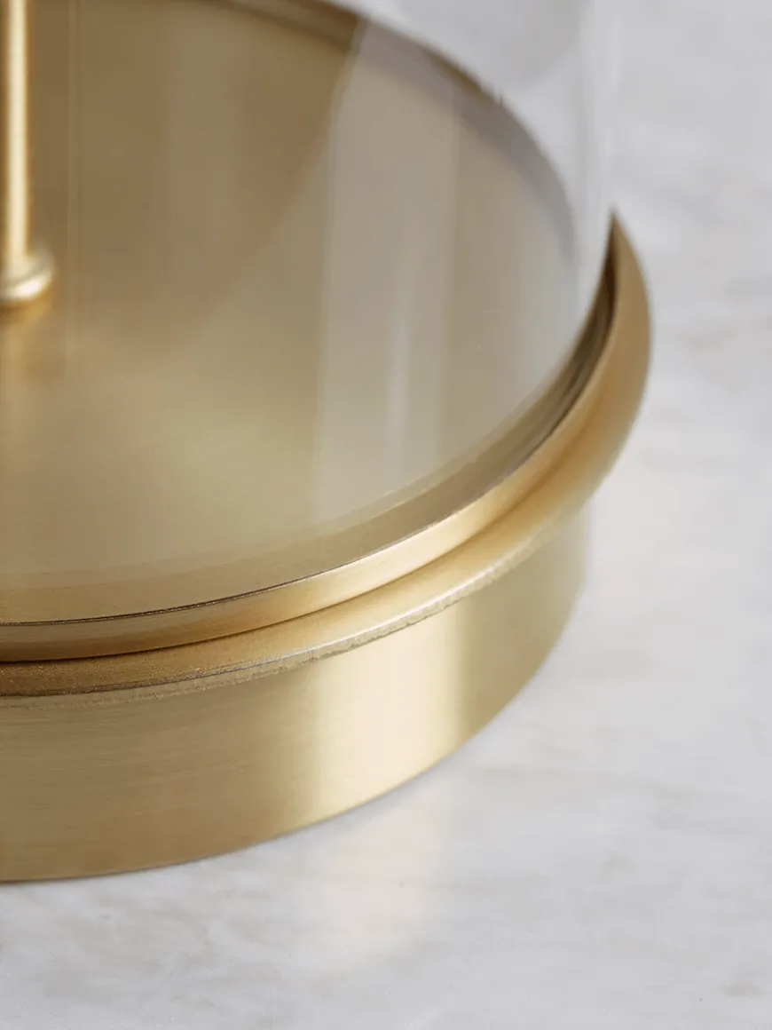 Brass & Black Glass Table Lamp