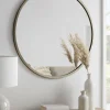 Burnished Silver Bevelled Round Mirror - Large