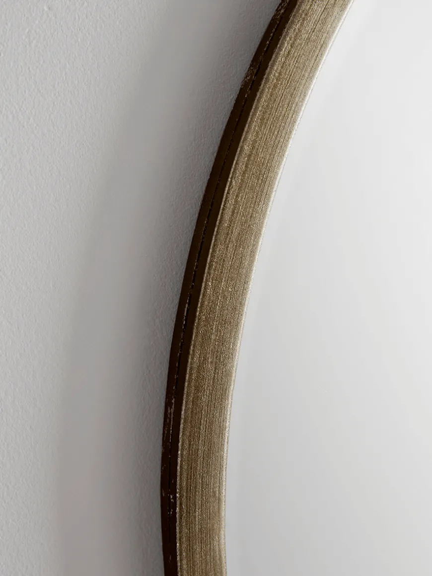 Burnished Silver Bevelled Round Mirror - Large