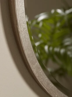 Burnished Silver Bevelled Round Mirror - Small