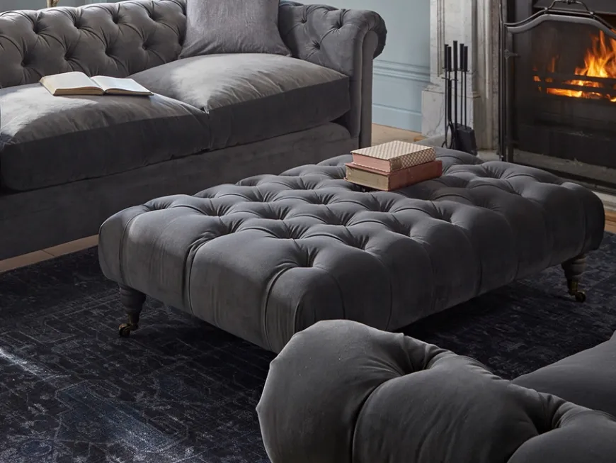 Buttoned Coffee Table Ottoman