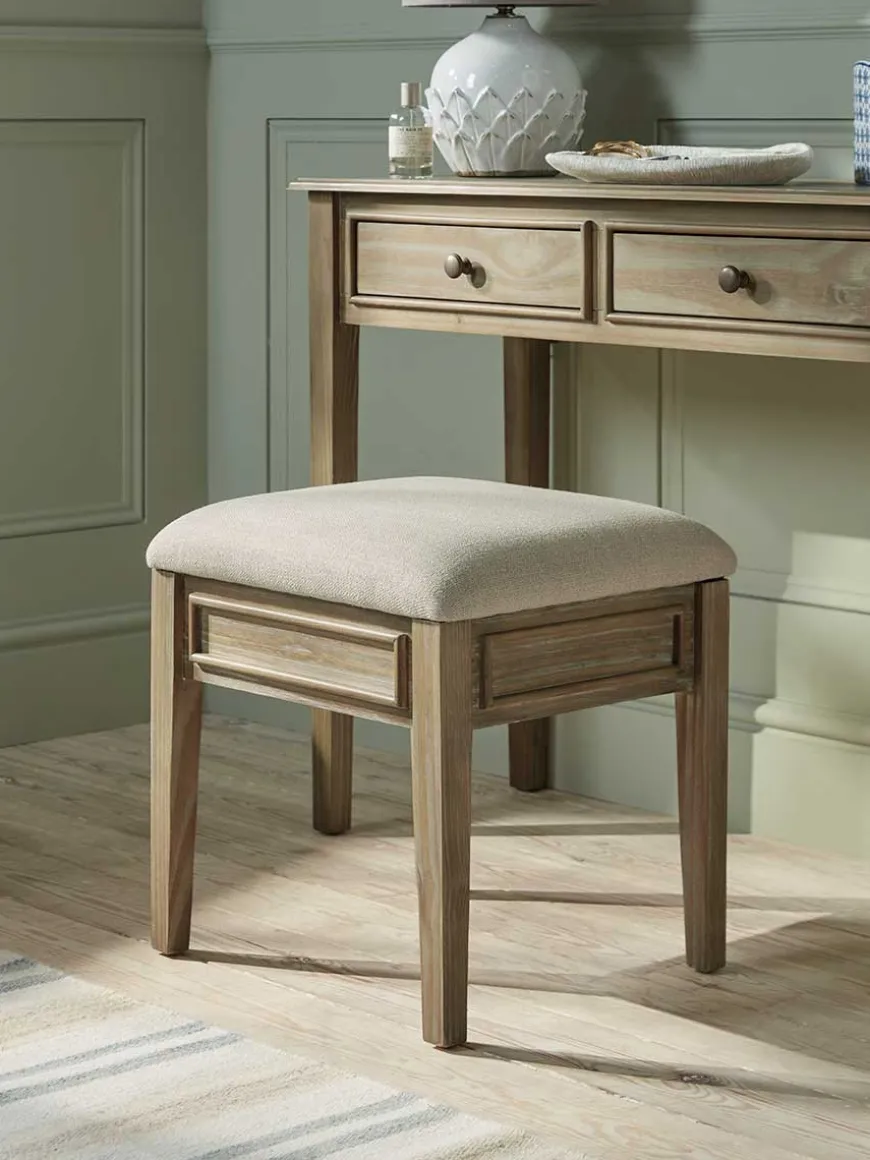 Camille Dressing Table Storage Stool - Limewashed