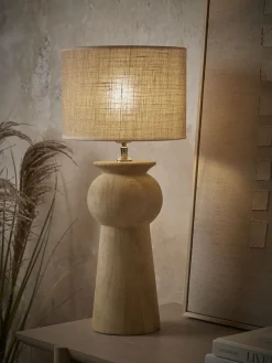 Carved Mango Wood Table Lamp