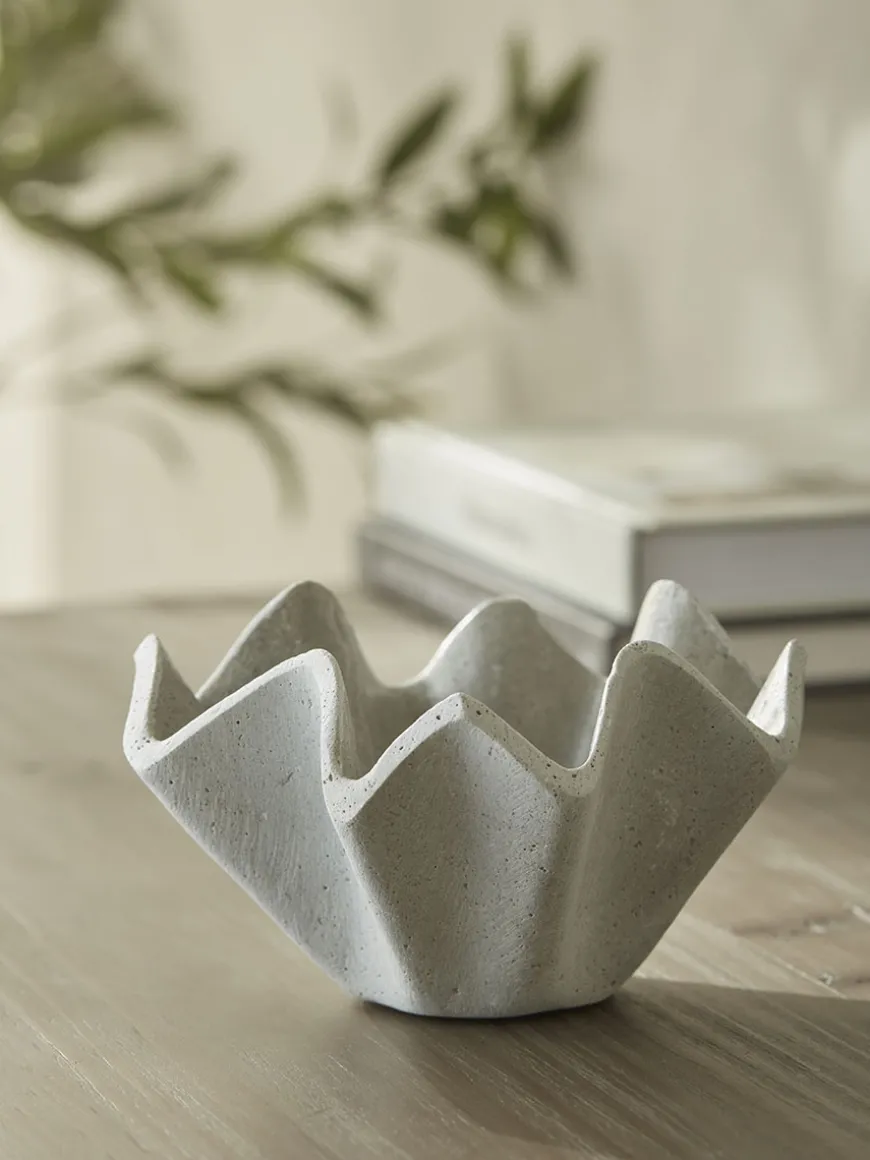 Cement Effect Fluted Bowl