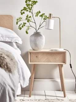 Chevron Oak Bedside Table