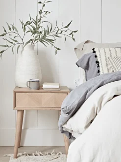 Chevron Oak Bedside Table