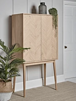 Chevron Oak Drinks Cabinet