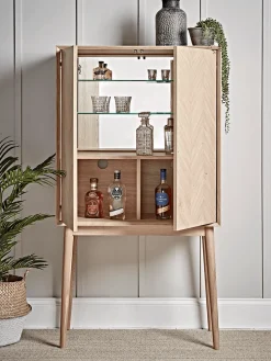Chevron Oak Drinks Cabinet