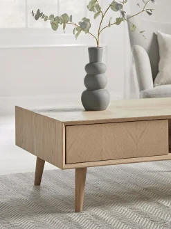 Chevron Oak Storage Coffee Table
