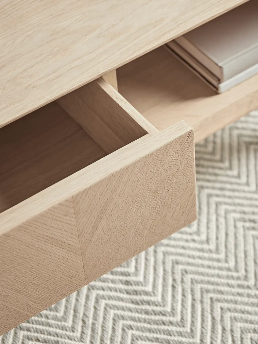 Chevron Oak Storage Coffee Table