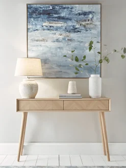Chevron Oak Storage Console Table