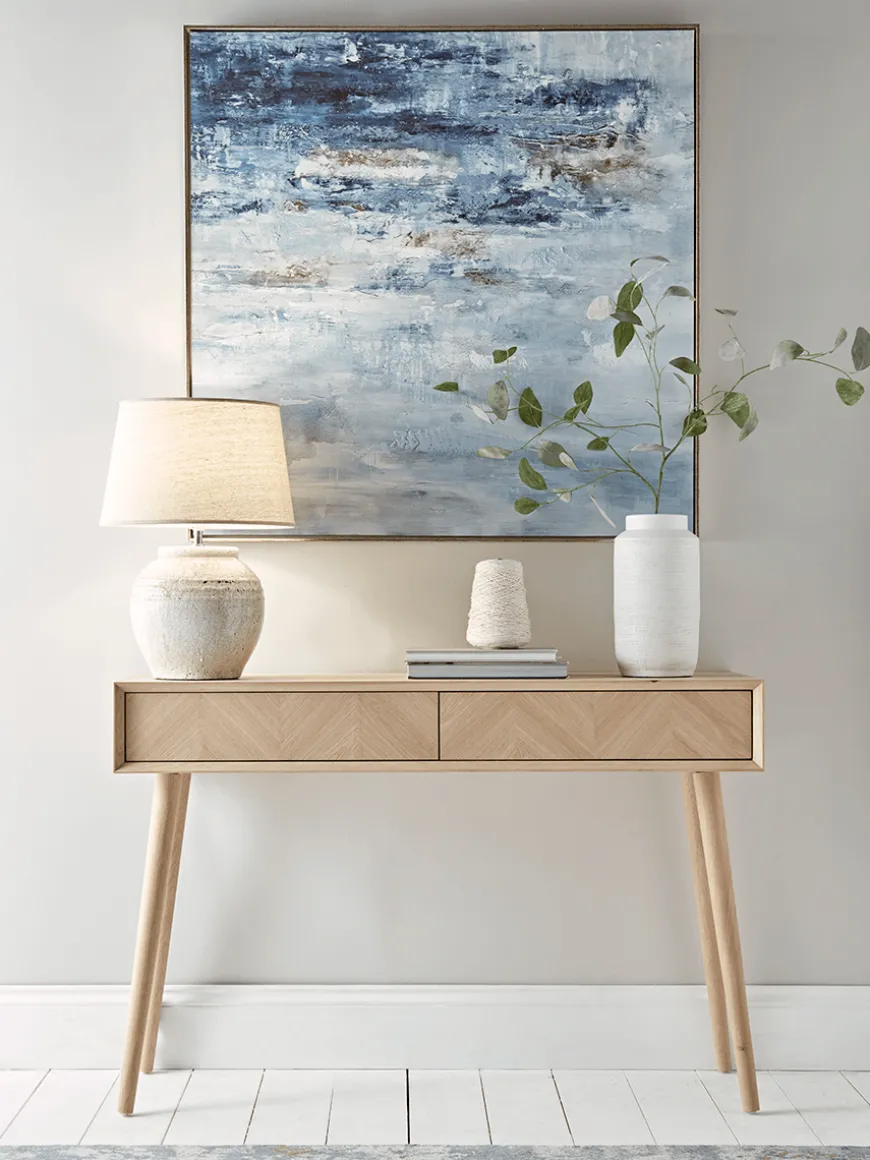 Chevron Oak Storage Console Table
