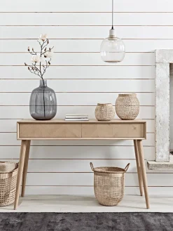 Chevron Oak Storage Console Table