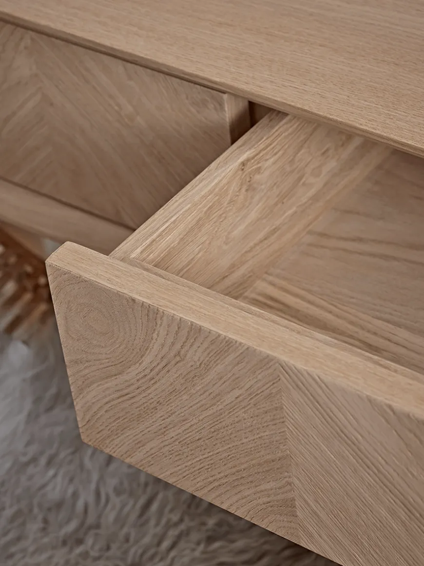 Chevron Oak Storage Console Table